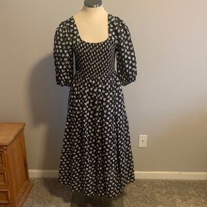 Johnny Was Black and White Midi Dress